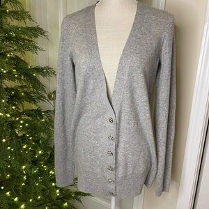 AKA New York CASHMERE Light Gray Button-Up Cardigan SIZE M
